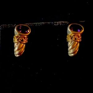 14 K Gold ,  Sterling and amethyst earrings